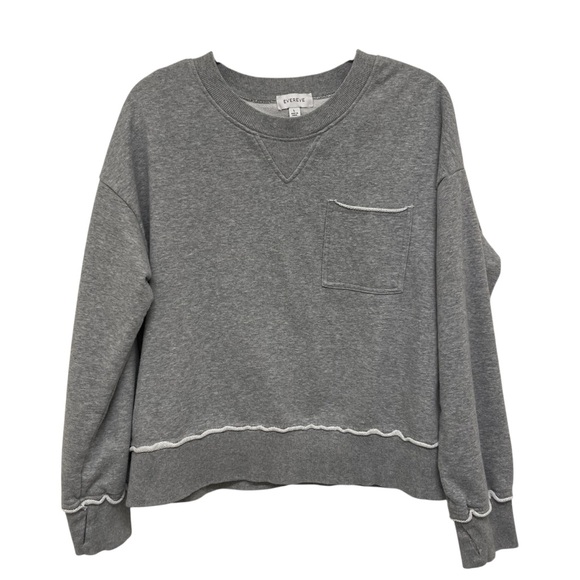 Evereve Charlotte Washed Pocket Crew Gray Sweatshirt with Pocket - Women’s Large - Picture 3 of 10